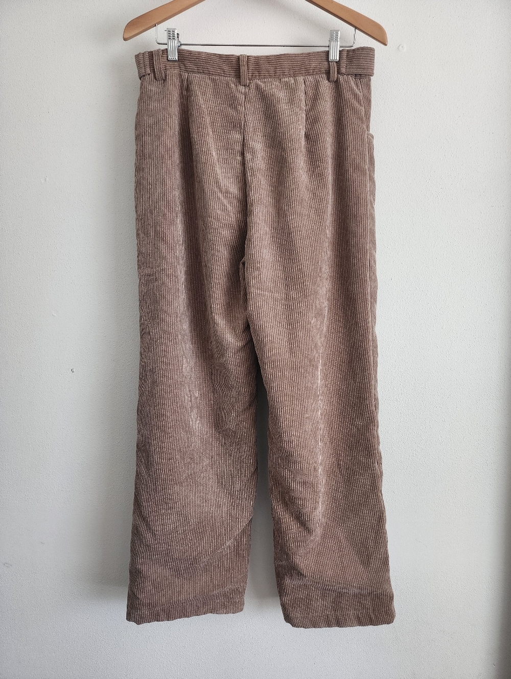 Fleece Lined Corduroy Pants High Waist Wide Leg Tan M Dazy Camel Academia Preppy - Picture 6 of 10
